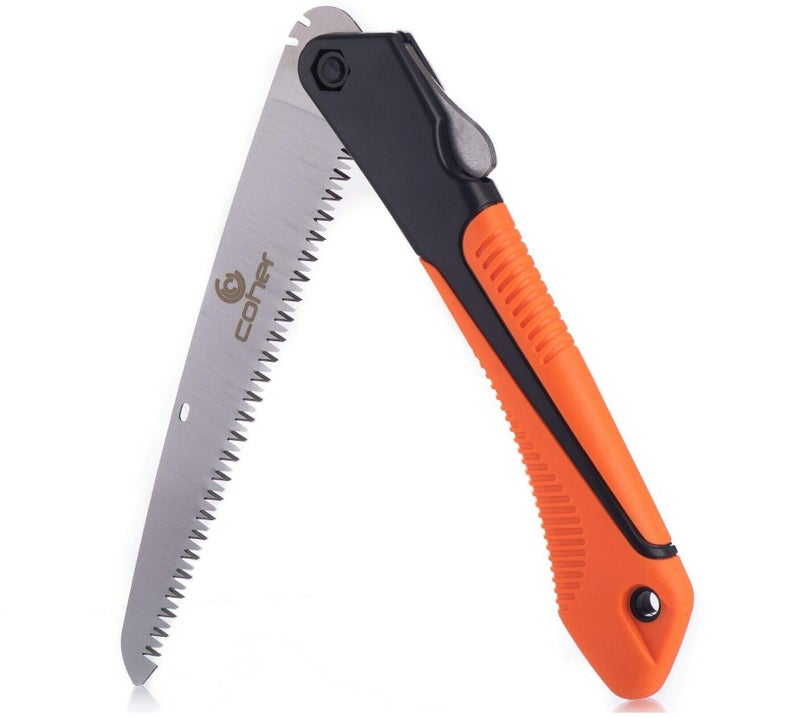 coher Folding Hand Saw for Tree Pruning, Camping, Gardening, Hunting. Cutting Wood, PVC, Bone with Ergonomic Handle Design - Image 1